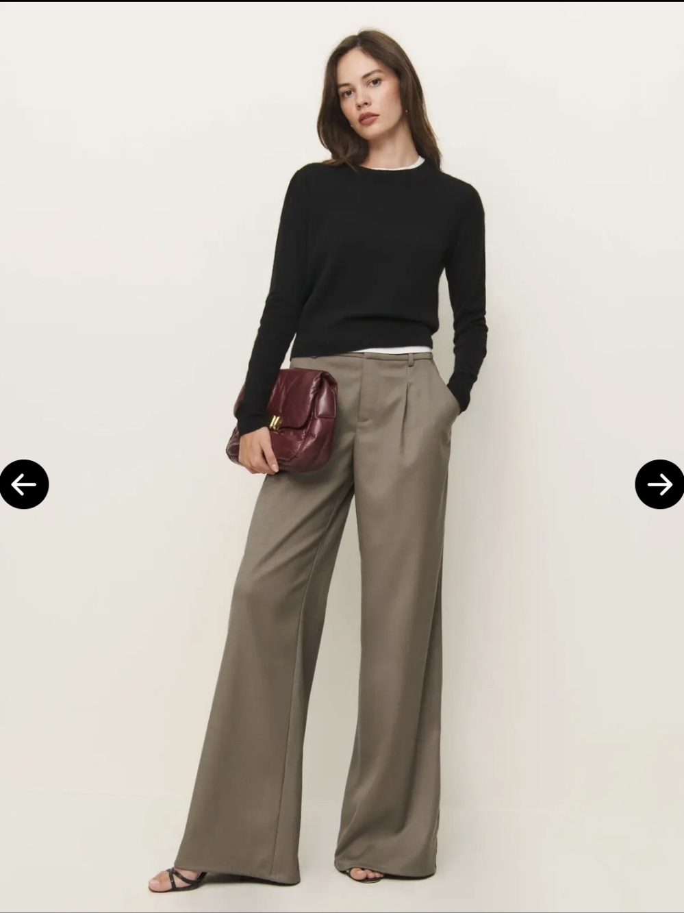 Reformation ,Ashwin Wide-Leg Trousers in Taupe,Size 8